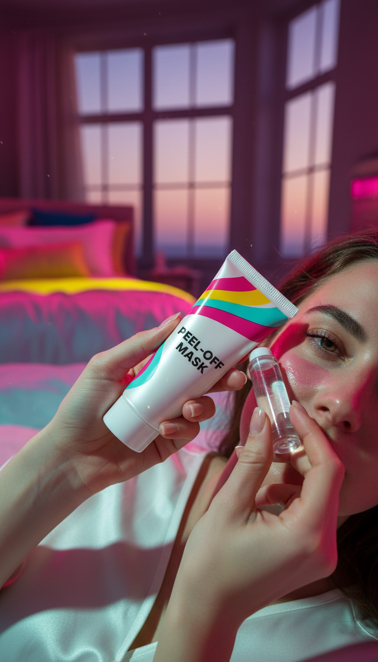 Express radiance peel-off mask in use
